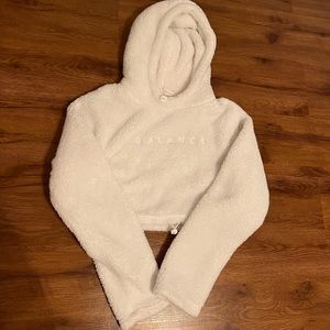 Balance athlete white sherpa crop hoodie